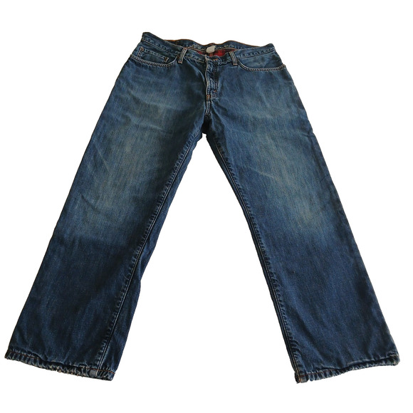 Eddie Bauer Jeans Men 34x30 Blue Medium Wash Straight Leg Warm Flannel lined - Picture 1 of 16